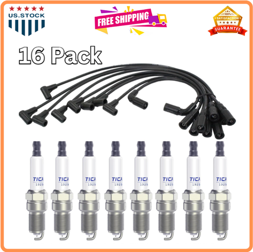 Spark Plugs and Wires Compatible with Chevy 5.7L 4.3L 5.0L, 41 993 19256067 with