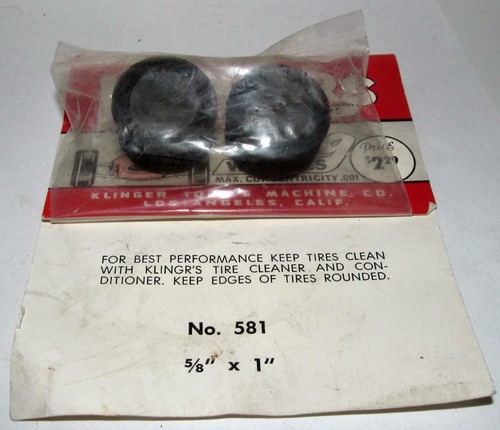 Klingers 1/24 or 1/32 Mag Wheels with Sponge Tires, 5/8" Wide x 1" O.D. MIP #581 - Picture 2 of 4