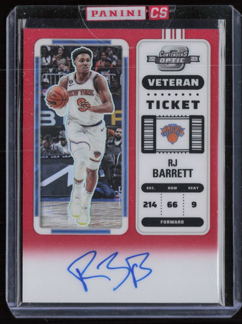 2022-23 Panini Contenders Optic Veteran Ticket Red RJ Barrett Auto