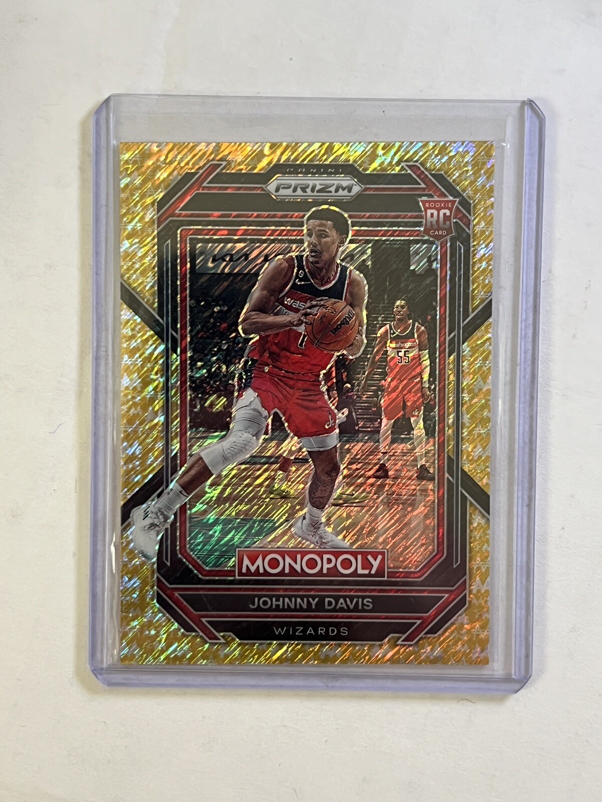 2022-23 Panini Monopoly Prizm Johnny Davis Gold Money Shimmer /500 #90 RC Card