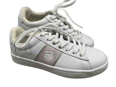 K-Swiss Tennis Shoes/Sneakers Women's Size Leather White/Pink Accent  NWOB