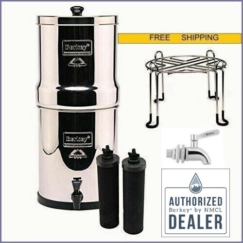 Big Berkey Water Filter Sys w 2 Black Fltrs, Stainless Steel Stand, SS ...