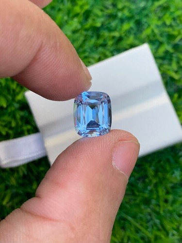 3.55 Ct Natural Santa Maria Aquamarine Cushion Cut Loose Gem for Jewelry - Picture 9 of 10