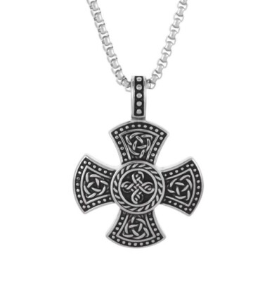 New Nordic Cross Irish Protection Triquetra Celtic Trinity Knot Pendant Necklace