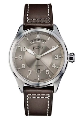 Davosa Newton Pilot Day Date 161.585.15 44mm 50m DAV 3023 Grau BGW9 Swiss Neu - Bild 1 von 3