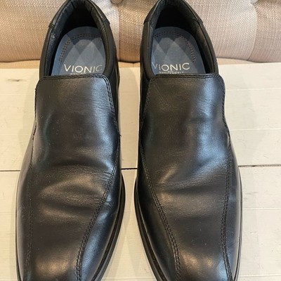 Vionic Eric Men\'s Black Leather Slip On Loafers Orthaheel Dress 11 Shoes Amazon.com | Vionic Men main image 4