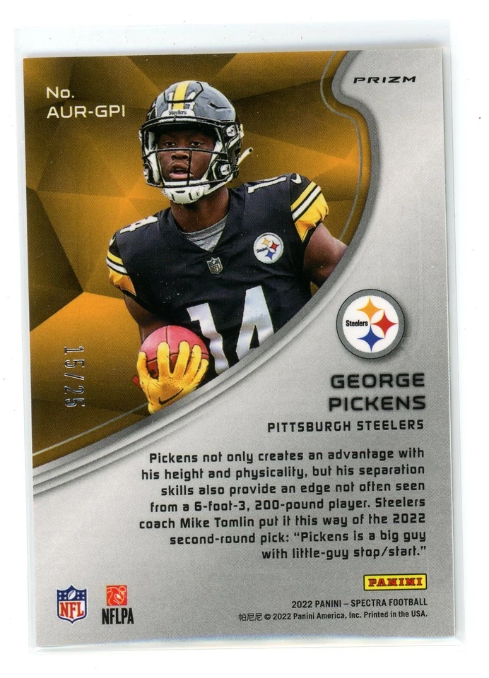 2022 Panini Spectra George Pickens Rookie Aura Meta Prizm #AUR-GPI /25 - Image 2 of 2