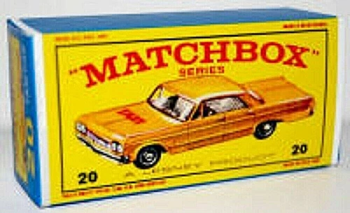 Matchbox Lesney No 20 CHEVROLET TAXI CAB Empty Repro E Box.