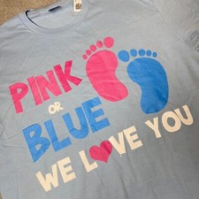 NUEVA Camiseta Gender Reveal Hombres L Gráfico Rosa o Azul We Love You Camiseta Baby Shower