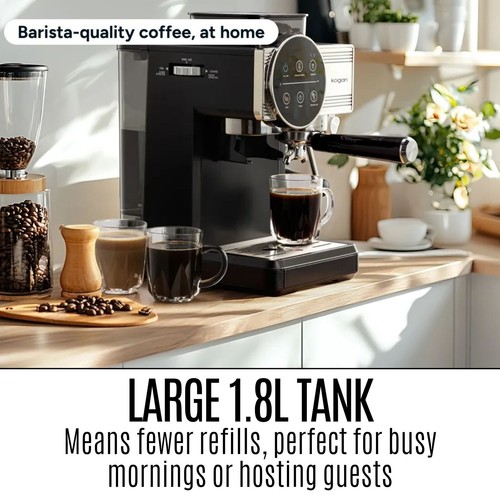 Kogan Espresso Touch Coffee Machine with Grinder Milk Frother Cafe Maker Brewer - Picture 4 of 12