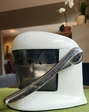 Vintage Amkor manual juice press, white & metal, single action, made in Israel