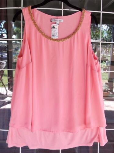 New Jennifer Lopez Sleeveless Layered Embellished Neckline Dressy Blouse Sz 0X