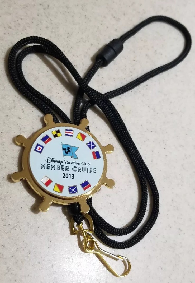Rare Enameled Spinning 2013 Disney Vacation Club Member Cruise  & Lanyard
