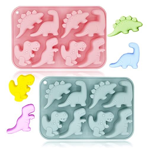 Paquete de 2 lindos moldes de silicona para dinosaurios con temática de dinosaurios 3D 6 cavidades_moldes de dinosaurios - Imagen 2 de 8