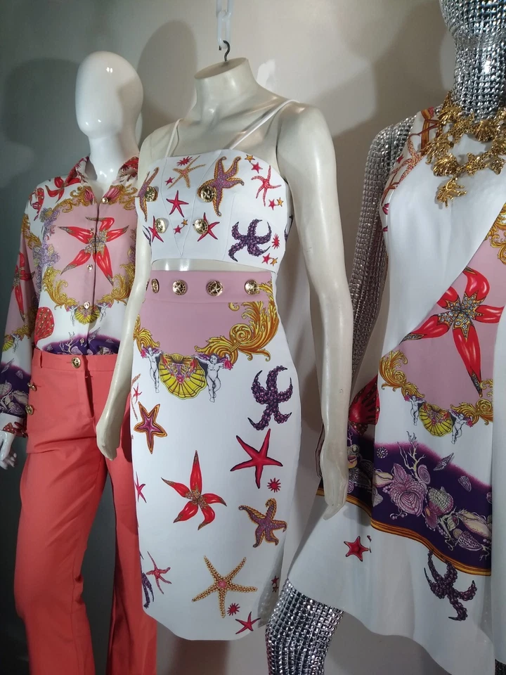 VERSACE Tresors de La Mer pasarela conchas raro conjunto falda/top talla 38 Foto 2 de 4