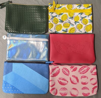 LOT of 6 NEW UNUSED All Different Ipsy Glam Makeup Bags Empty Cosmetic Bundle