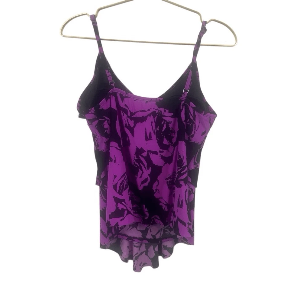 Camiseta de baño Tankini Magic Suit rosa negro floral talla US 12 Foto 2 de 4