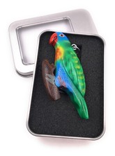 Portachiavi Legno Pappagallo Budgie Colorato Pappagalli Uccello Scatola Regalo