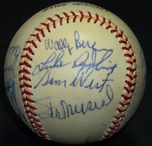 Max Carey Earl Averill Stan Musial Elston Howard Signed Baseball JSA Auction LOA - Picture 2 of 7