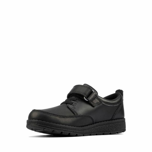 BNIB Clarks Boys MENDIP TOR Toddler Black Leather School Shoes - Picture 2 of 4