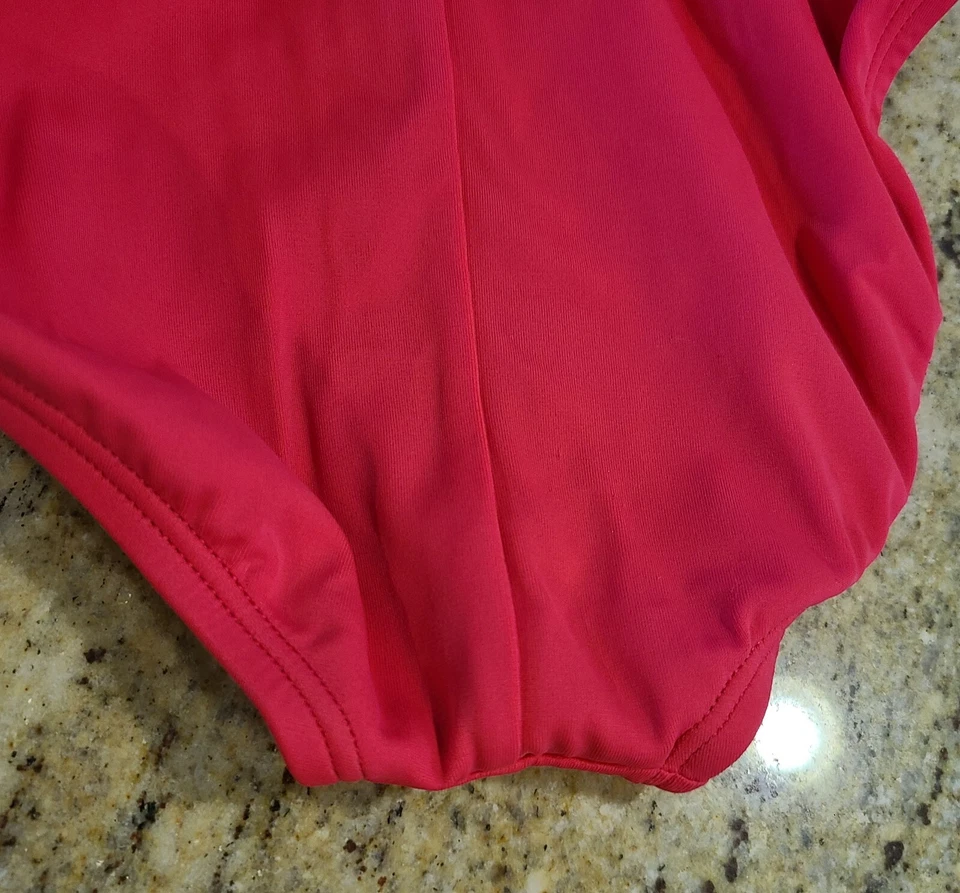 Nike Girls  Sz 8 One Piece Swim Suit Padded Racer Back Pink Black White - Image 4 of 4