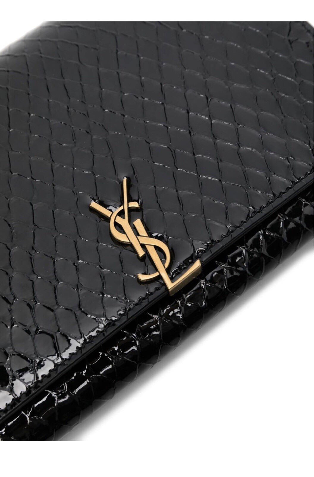 Saint Laurent Portafoglio in pelle goffrata Croc su una catena nuovo con scatola e sacchetto antipolvere