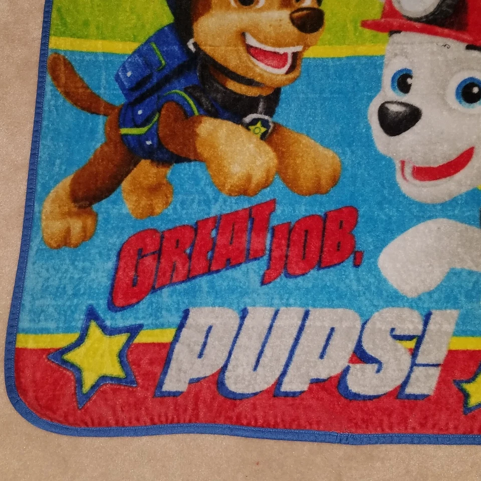 Nickelodeon Paw Patrol Fleece Blanket Throw Great Job Pups Chase Marshall AS IS - Image 2 of 4