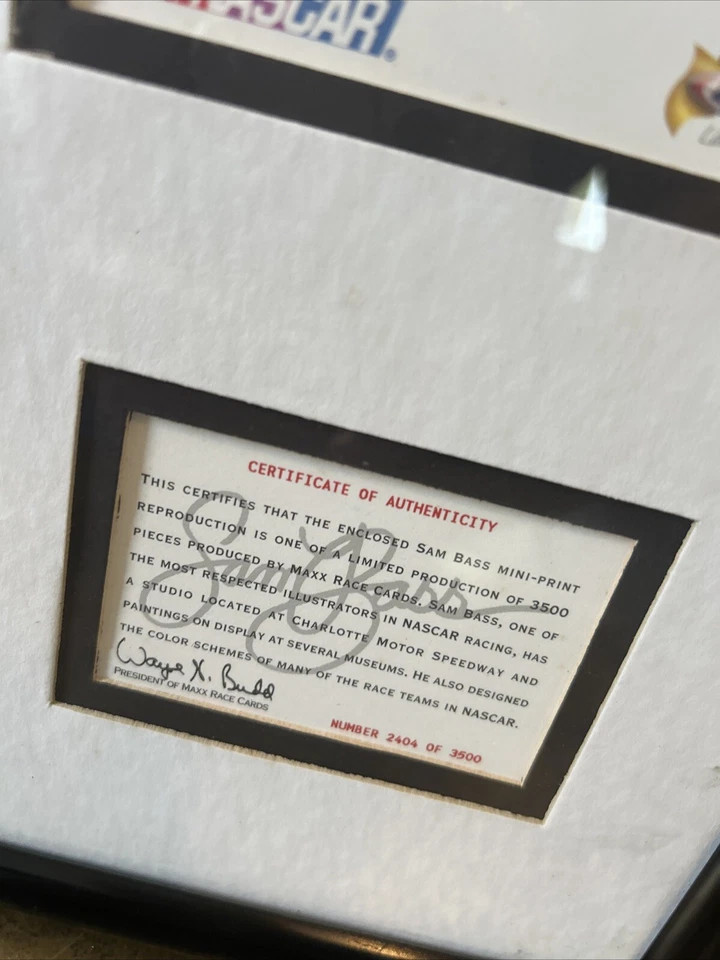 Sam Bass Dale Jarrett Earnest Byner Washington Redskins NASCAR Lithograph & Car - Image 4 of 4