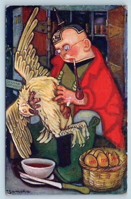 Postcard WW1 Aesop's Fables Up To Date Hen Laid The Golden Eggs a/s Sancha 2Q16