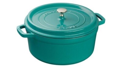 Staub 24 cm runde Gusseisen Cocotte in mintgrün NAGELNEU UND OVP