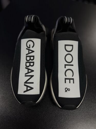 DOLCE & GABBANA Shoes Black White Slip On Sorrento Sneakers 10W/40.5EU Womens - Picture 3 of 17