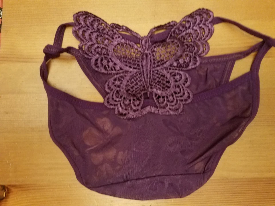 Roupa íntima feminina sexy bordada gelo seda borboleta nova sem etiquetas - Imagem 3 de 4