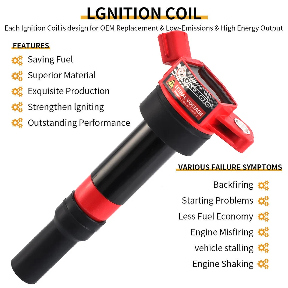 4 Ignition Coils + 4 Spark Plug for Hyundai Elantra Tucson Kia Forte Soul UF651 - Image 2 of 4