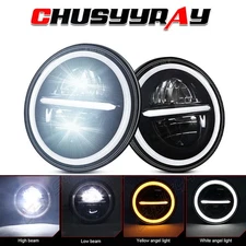 Pair 7 inch LED Headlights DRL For Jeep Wrangler JK CJ LJ TJ Halo Angel Eyes 7"