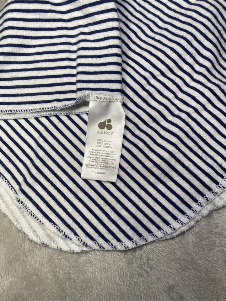 Manta Recipiente Bebé Recipiente Rayas Blanco Azul Líneas Franela Algodón Lovey Foto 3 de 4