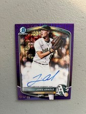 2025 Bowman Draft Jamie Arnold Purple Mojo Mega Hard Signed Auto /199 Athletics
