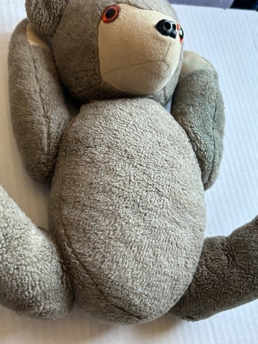 Vintage Teddy Bear Jointed Gray 17” - Picture 10 of 11