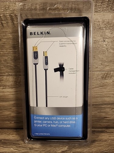 Cavo stampante Belkin USB 2.0 Premium 6' 2010 con cinghia di gestione cavi inclusa - Foto 2 di 3
