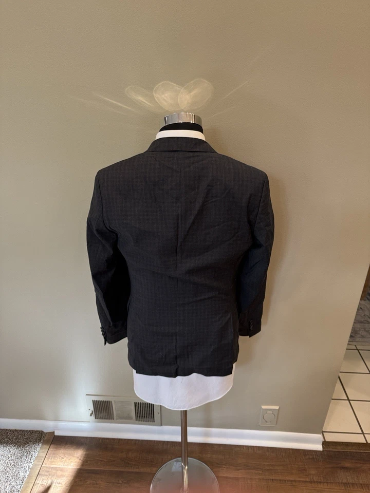 Hugo Boss Hombre 36S Gris Negro Cuadros 100% Lana Slim Fit Abrigo Deportivo Usado en Excelente Condición Foto 4 de 4