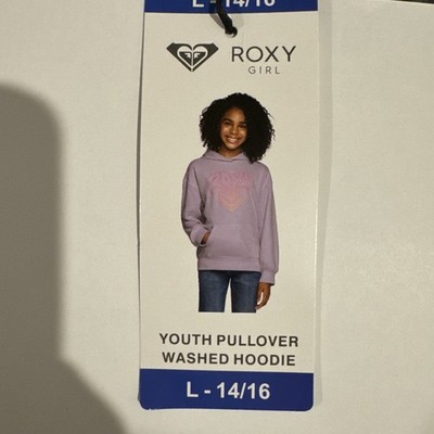 NWT Roxy Girl Youth PullOver Washed Hoodie L (14-16) Color Purple