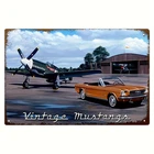 Vintage Fighter Plane Convertible Car Retro Tin Metal Signs Home Décor 8x12