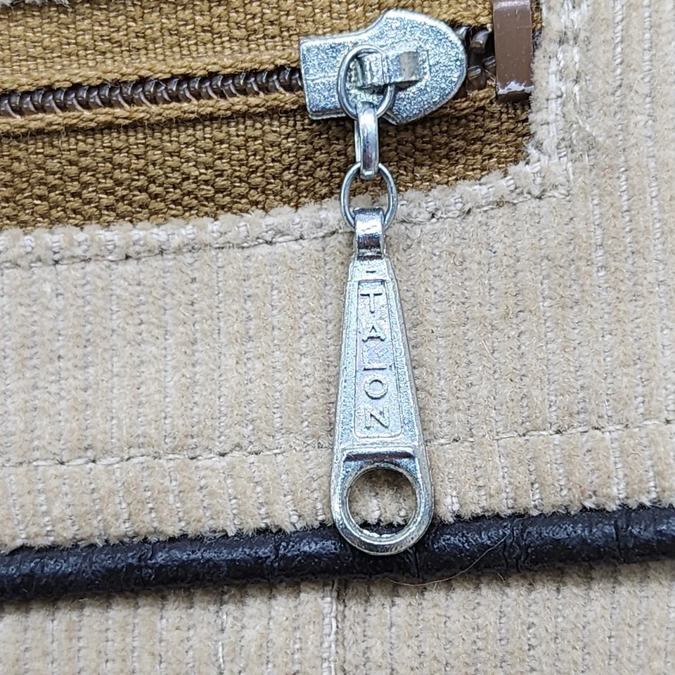 Chaqueta Brad Whitney De Colección Años 60 Para Hombre M Tostada Pana Cremallera Bolsillos Frontales Rockabilly Foto 2 de 4