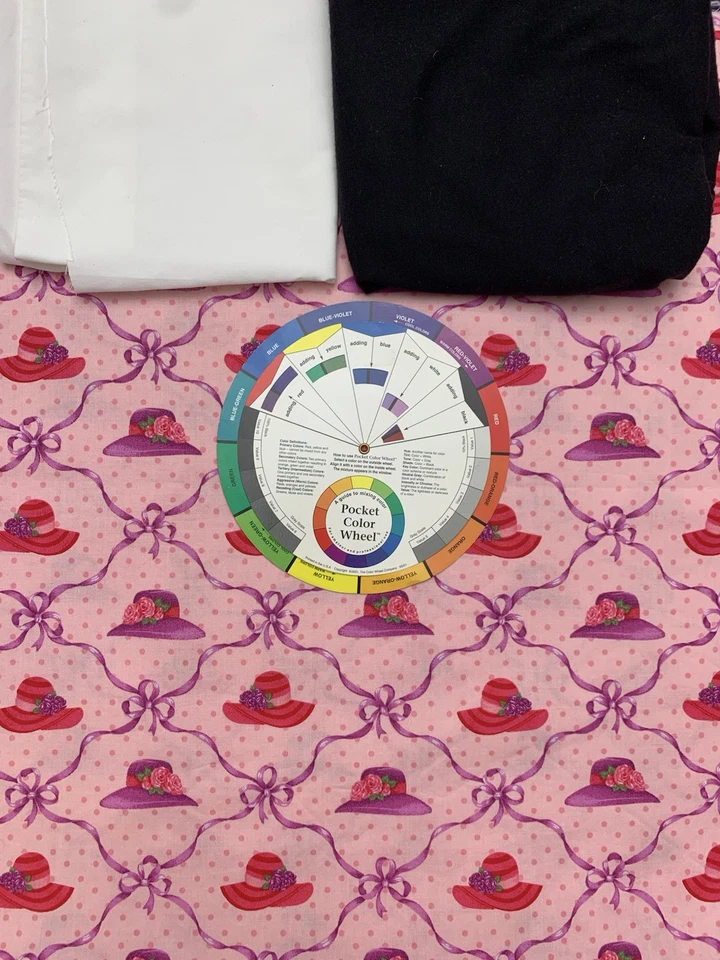 Vintage 2005 Red Hat Fabric Cranston VIP Society Pink Purple Dot Ribbon 0.9 Yard - Image 3 of 4