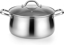8QT Tri-Ply Stainless Steel Induction Stock Pot with Lid