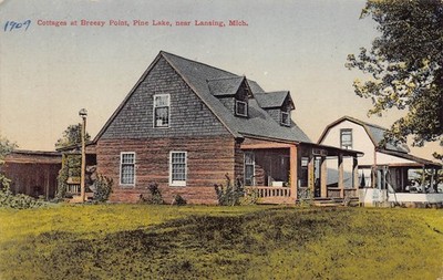 Cottages at Breezy Point Pine Lake Lansing Michigan 1909 postcard