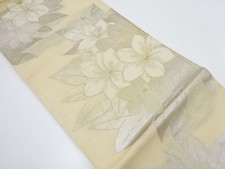 7310071: JAPANESE KIMONO / ANTIQUE SUMMER FUKURO OBI / SILK / WOVEN FLOWER