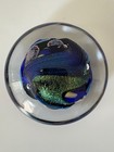 Jim Karg DICHROIC Multicolored Hand Blown Art Glass Disc Paperweight SIGNED — photo 2