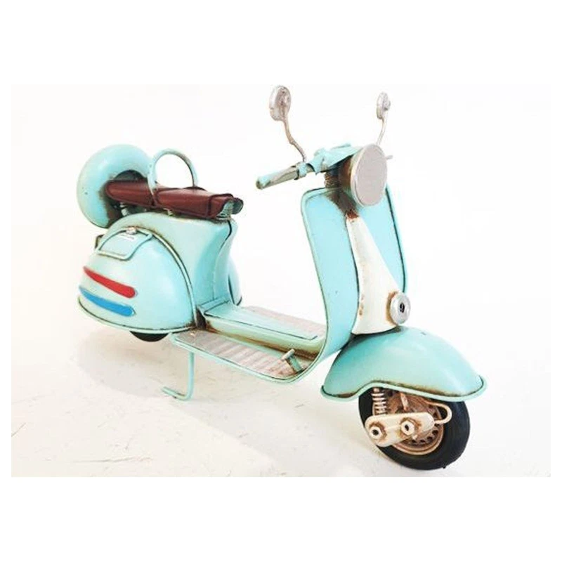 Scooter in Metallo Modellino Vintage Azzurro 26,5x9,5x17 cm Retro Soprammobile, fotografia 2 di 9