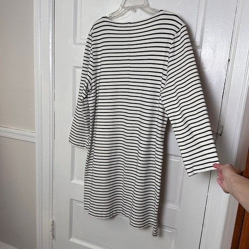 J.Crew Women’s Dress Classic Black & White Stripes 3/4 Sleeve XL Stretch Cotton - Picture 11 of 16