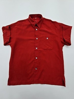 Signum Men's Red Camp Collar Short Sleeve Shirt Size M